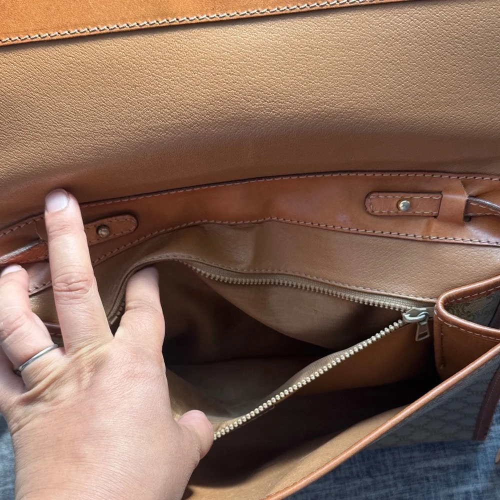 Celine Tan and Brown Patterned Crossbody Bag - Picture 14 of 16